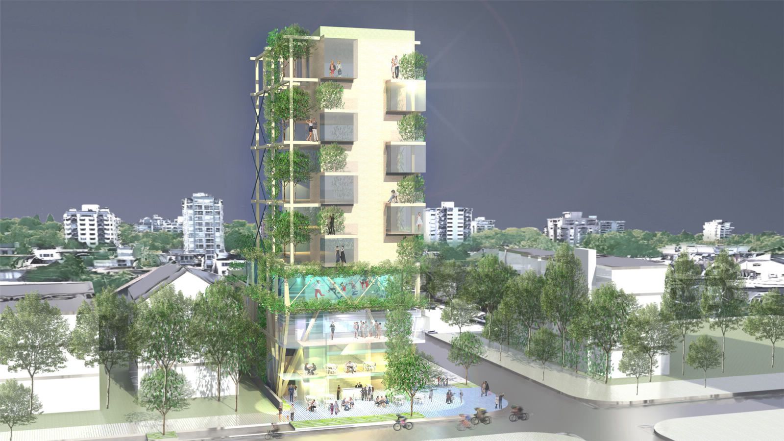 Image of the ‘Smart Urban Island’ building in Vancouver as Uber-house type building 